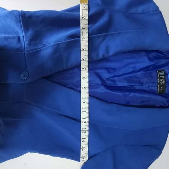 Aus S Zara Blue Cropped Blazer Peplum Jacket - Picture 3 of 16